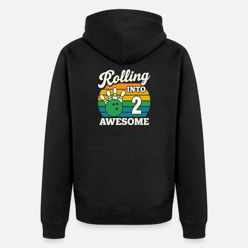 Rolling Into 2 mit Bowlingkugel - Unisex Premium Bio Zip Hoodie - Schwarz