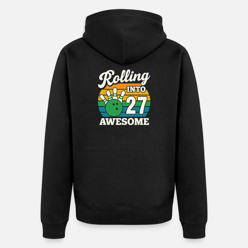 Bowling 27 Célébration Anniversaire Graphique - Veste à capuche bio Premium Unisexe - noir