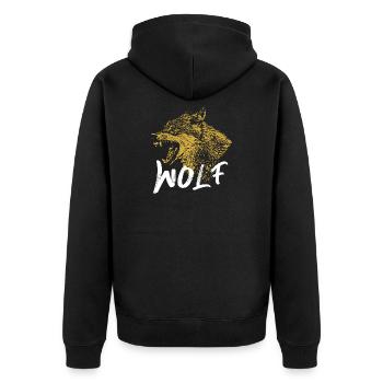 Design d'Illustration de Loup en Or - Veste à capuche bio Premium Unisexe - noir - Dos - Nico (187cm)