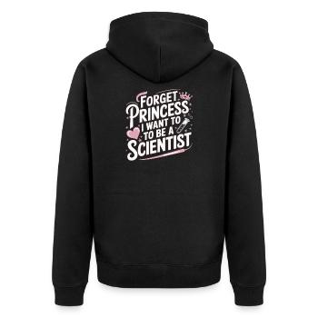 Vergiss Prinzessin, ich will Wissenschaftlerin werden - Unisex Premium Bio Zip Hoodie - Schwarz - Hinten - Nico (187cm)