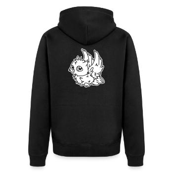 Eule im Flug – mystisches Eulenmotiv Nachtvogel - Unisex Premium Bio Zip Hoodie - Schwarz - Hinten - Nico (187cm)