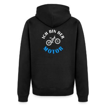 ICH BIN DER MOTOR Gravelbike Gravek Bike Fahrer - Unisex Premium Bio Zip Hoodie - Schwarz - Hinten - Nico (187cm)