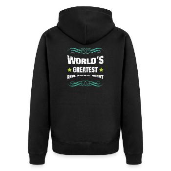 Weltbester Makler Spruch - Unisex Premium Bio Zip Hoodie - Schwarz - Hinten - Nico (187cm)