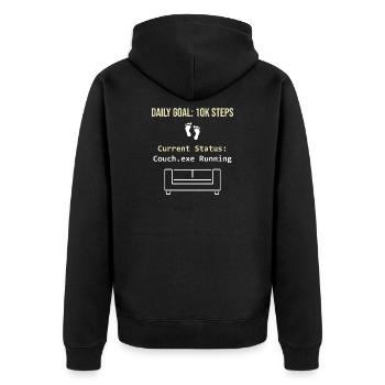 Tagesziel 10k Schritte Aktueller Status Couch.exe - Unisex Premium Bio Zip Hoodie - Schwarz - Hinten - Nico (187cm)