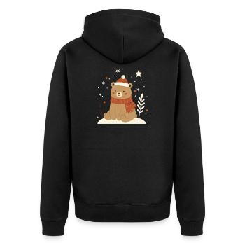 Bear with Santa hat – animal motif for winter - Unisex Premium Organic Zip Hoodie - black - Back - Nico (187cm)