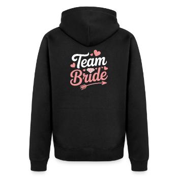 Team Bride Brautparty Herz Diamant - Unisex Premium Bio Zip Hoodie - Schwarz - Hinten - Nico (187cm)