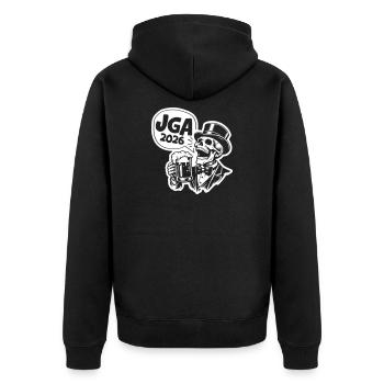 Jga 2026 Junggesellenabschied Skull - Unisex Premium Bio Zip Hoodie - Schwarz - Hinten - Nico (187cm)