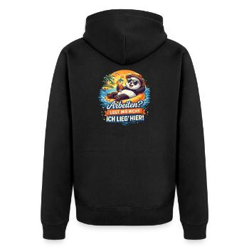 Vacances à la plage panda : travail ? Pas pour moi - Veste à capuche bio Premium Unisexe - noir - Dos - Nico (187cm)