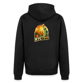 Autocollant rétro de la skyline de New York - Veste à capuche bio Premium Unisexe - noir - Dos - Nico (187cm)