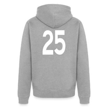 Freundliche Anfänge 25 - Unisex Premium Bio Zip Hoodie - Grau meliert - Hinten - Nico (187cm)
