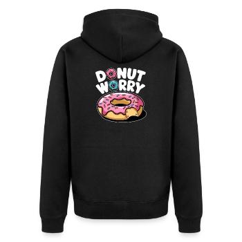 Donut Worry Donut Sweet Funny Funny - Unisex Premium Organic Zip Hoodie - black - Back - Nico (187cm)