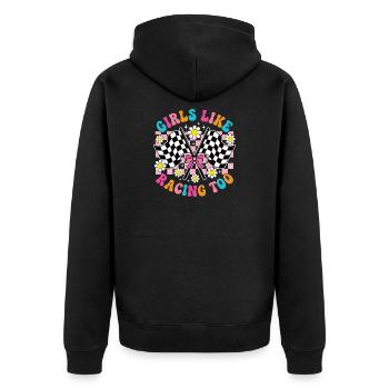 Les filles aiment aussi la course Femmes Automobile - Veste à capuche bio Premium Unisexe - noir - Dos - Nico (187cm)
