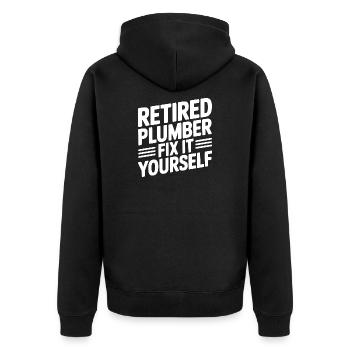 Pensionierter Klempner reparieren Sie es selbst - Unisex Premium Bio Zip Hoodie - Schwarz - Hinten - Nico (187cm)