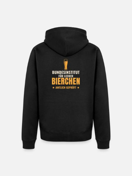 Bundesinstitut für lecker Bierchen Spruch lustig - Unisex Premium Bio Zip Hoodie - Schwarz