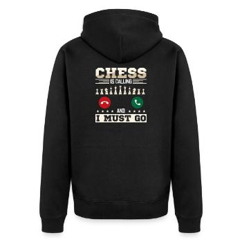 Schach Schachspieler Schachbrett - Unisex Premium Bio Zip Hoodie - Schwarz - Hinten - Nico (187cm)