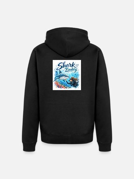 Shark Buddy Underwater Friend - Unisex Premium Organic Zip Hoodie - black