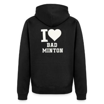 I love badminton heart - Unisex Premium Organic Zip Hoodie - black - Back - Nico (187cm)
