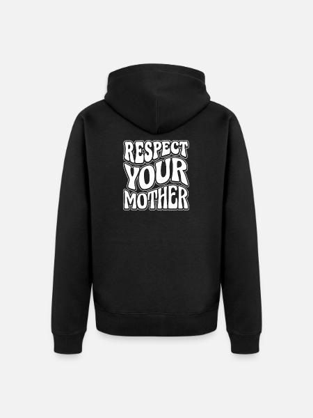 Respektiere deine Mutter Blasentext - Unisex Premium Bio Zip Hoodie - Schwarz