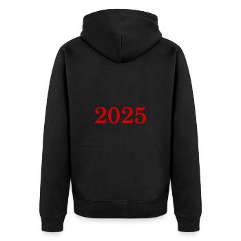 2025 New Year's Eve New Year red - Unisex Premium Organic Zip Hoodie - black - Back - Nico (187cm)