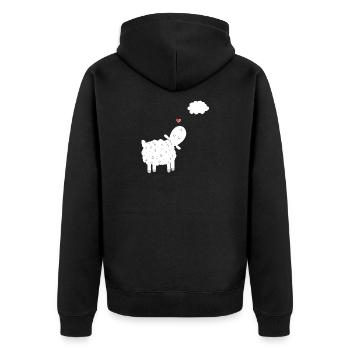 Schaf Mit Wolke In Love I Verliebt Schafe Geschenk - Unisex Premium Bio Zip Hoodie - Schwarz - Hinten - Nico (187cm)