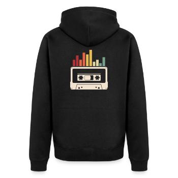 retro vintage Kassette Musik oldschool Rekorder - Unisex Premium Bio Zip Hoodie - Schwarz - Hinten - Nico (187cm)