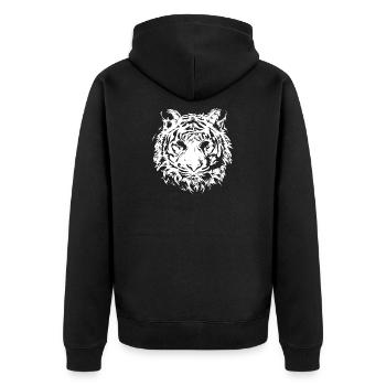 Tiger Portrait Raubkatze Tiere Illustration Symbol - Unisex Premium Bio Zip Hoodie - Schwarz - Hinten - Nico (187cm)