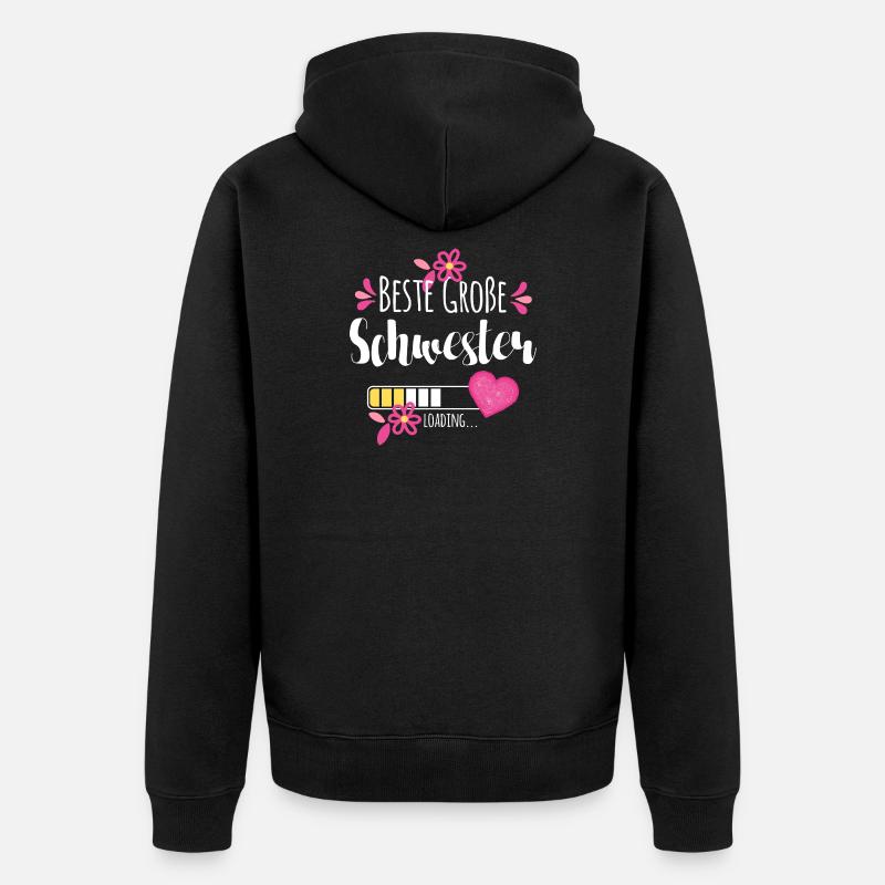 Beste Große Schwester Loading - Unisex Premium Bio Zip Hoodie - Schwarz