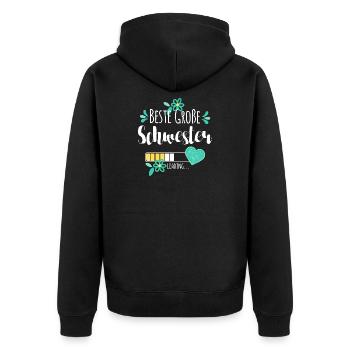 Beste Große Schwester Loading - Unisex Premium Bio Zip Hoodie - Schwarz - Hinten - Nico (187cm)