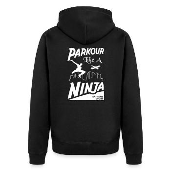 Parkour like a Ninja - Unisex Premium Organic Zip Hoodie - black - Back - Nico (187cm)