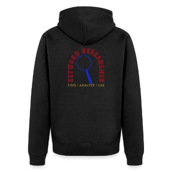 Recherche de mots-clés Logo de la loupe - Veste à capuche bio Premium Unisexe - noir - Dos - Nico (187cm)