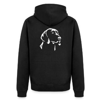 Deutsch Kurzhaar Kopf "Black Edition" - Unisex Premium Bio Zip Hoodie - Schwarz - Hinten - Nico (187cm)