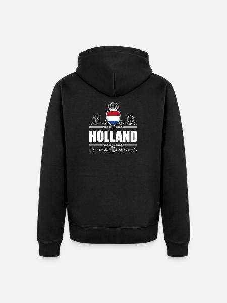 HOLLAND | Netherlands White Lineart - Unisex Premium Organic Zip Hoodie - black