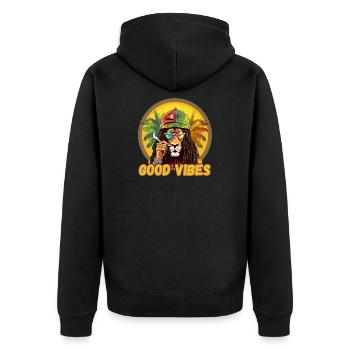 Rasta Lion Good Vibes - Veste à capuche bio Premium Unisexe - noir - Dos - Nico (187cm)