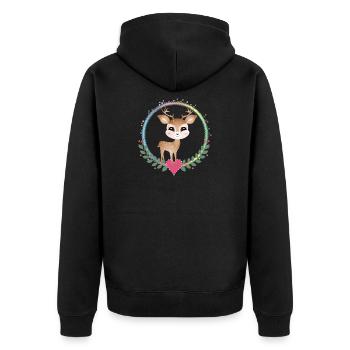 cute little deer with heart frame - Unisex Premium Organic Zip Hoodie - black - Back - Nico (187cm)