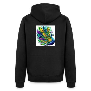 Pfau - Unisex Premium Bio Zip Hoodie - Schwarz - Hinten - Nico (187cm)