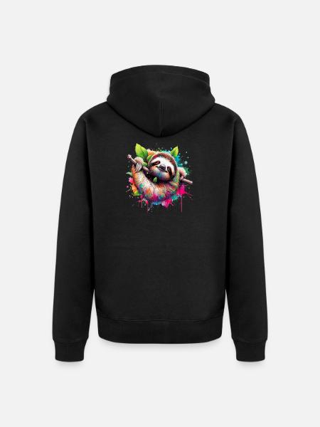 Sloth - Unisex Premium Organic Zip Hoodie - black