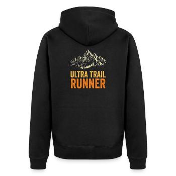 Ultra-Trailrunner - Unisex Premium Bio Zip Hoodie - Schwarz - Hinten - Nico (187cm)