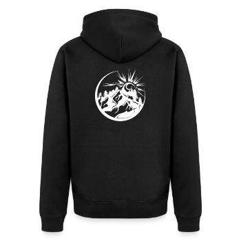Mountains outdoor nature forest landscape graphic icon - Unisex Premium Organic Zip Hoodie - black - Back - Nico (187cm)