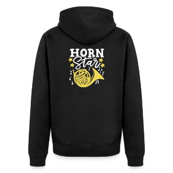 Waldhornspieler Hornist - Unisex Premium Bio Zip Hoodie - Schwarz - Hinten - Nico (187cm)