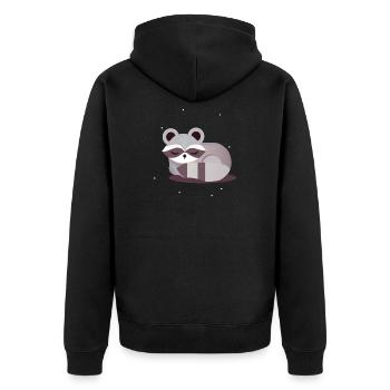 Illustration d’animal raton laveur minimaliste - Veste à capuche bio Premium Unisexe - noir - Dos - Nico (187cm)