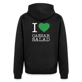 I LOVE CAESAR SALAD - Unisex Premium Organic Zip Hoodie - black - Back - Nico (187cm)