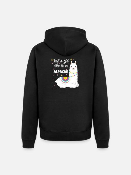 Alpaka Liebe - Unisex Premium Bio Zip Hoodie - Schwarz