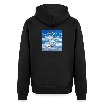 Proverbs16:3 - Unisex Premium Organic Zip Hoodie - black - Back - Nico (187cm)