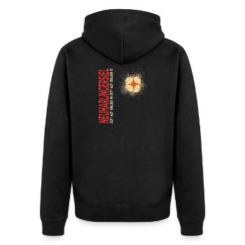 Neuharlingersiel - Unisex Premium Bio Zip Hoodie - Schwarz - Hinten - Nico (187cm)