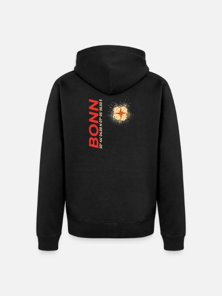 Bonn - Unisex Premium Bio Zip Hoodie - Schwarz