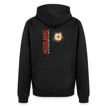 Heidelberg - Unisex Premium Bio Zip Hoodie - Schwarz - Hinten - Nico (187cm)