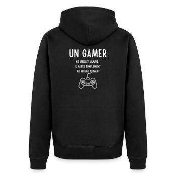 gamer anniversaire - Veste à capuche bio Premium Unisexe - noir - Dos - Nico (187cm)