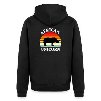 Rhinocéros, Afrique, Pachyderme, Licorne africaine - Veste à capuche bio Premium Unisexe - noir - Dos - Nico (187cm)