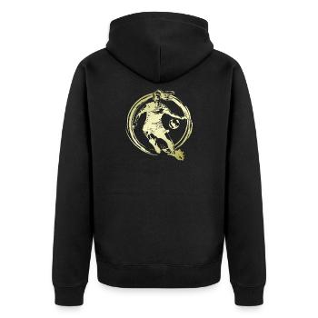 Fussballerin Fussball Spielerin Silhouette - Unisex Premium Bio Zip Hoodie - Schwarz - Hinten - Nico (187cm)