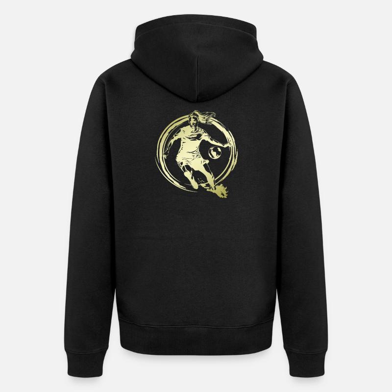 Silhouette d’une joueuse de football - Veste à capuche bio Premium Unisexe - noir